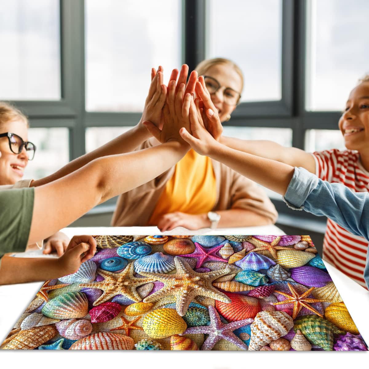 Jigsaw Puzzles for Adults 1000 Pieces-Colorful Seashell and Starfish, 1000 Piece Puzzle for Adults with Letter on Back No Dust, with 1:1 Poster(27.6"x19.7") kepovin