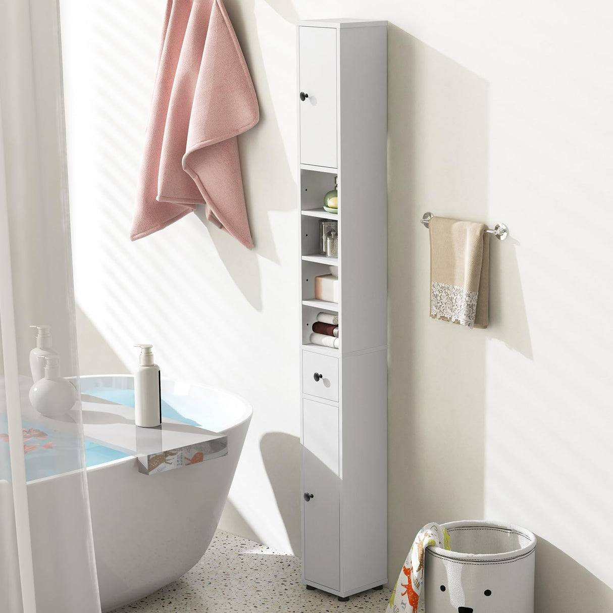 Tangkula 71" Tall Slim Bathroom Storage Cabinet with Adjustable Shelves and Drawer, Perfect for Small Spaces Tangkula