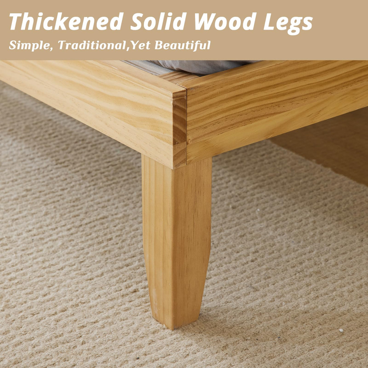 Karl home 12 Inches Wood Platform Bed Frame, Twin Bed Frame, Solid Wood Foundation with Wood Slat Support,Easy Assembly No Box Spring Needed (Natural) Karl home