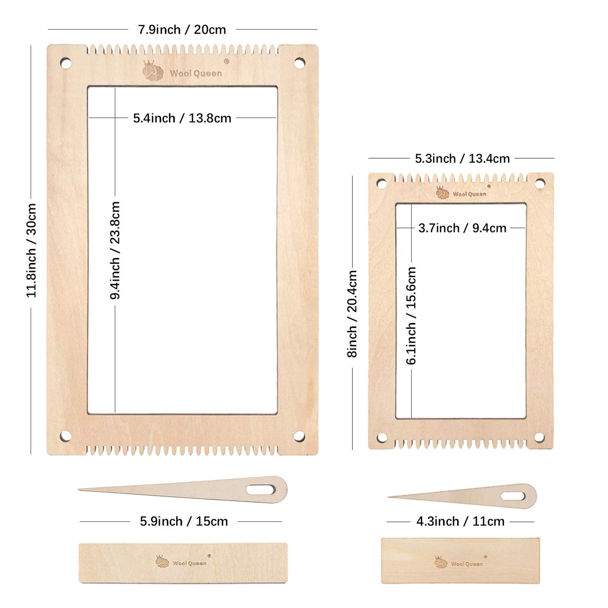 Hand U Journey Rectangle Weaving Loom Kit 7.9''x11.8'' and 5.3''x7.8'', 2 Set with Weaving Tools and 16 Pages Instruction Book-Size M Wool Queen