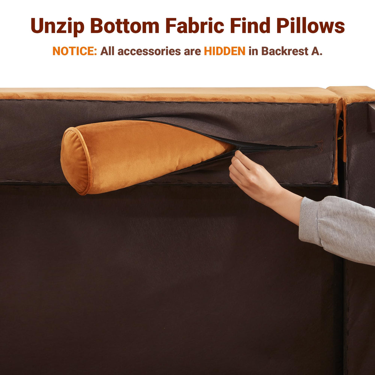 Dreamsir 78'' W Velvet Sofa, Mid-Century Love Seats Sofa Furniture with Bolster Pillows, Button Tufted Couch for Living Room, Tool-Free Assembly (Ginger) Dreamsir