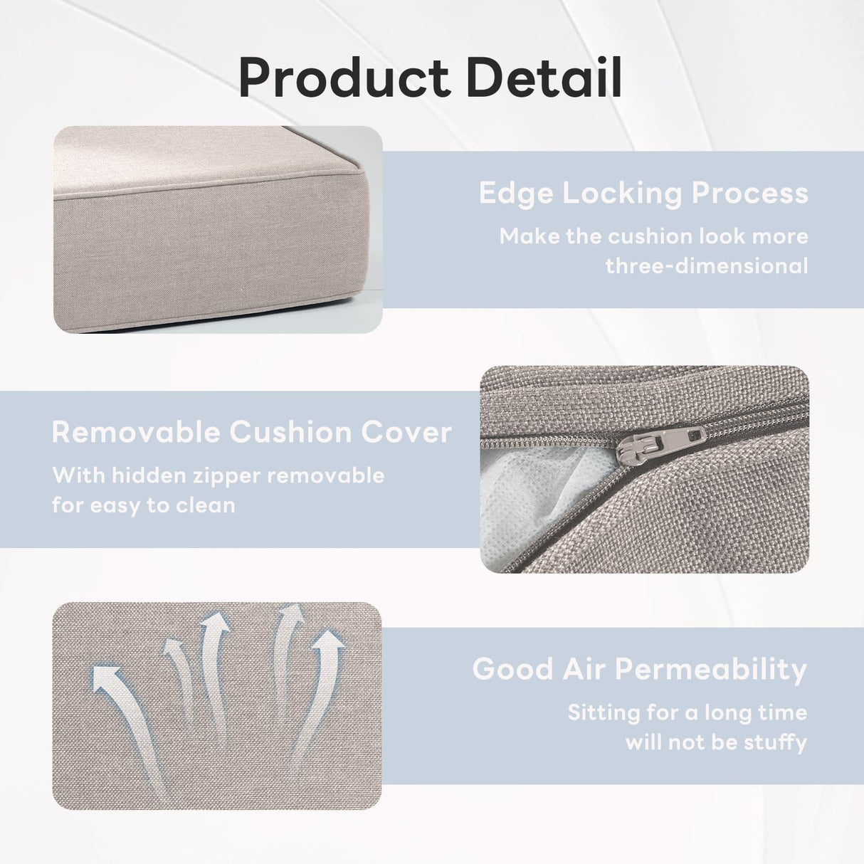 Artfurniz 6" Thicker Outdoor Chair Cushion 8 Sets - 24" *24" *6" Waterproof Patio Furniture Cushions with Removable Cover, 28D High Density Sponge Filling Thicken Outdoor Patio Cushions - Beige Artfurniz