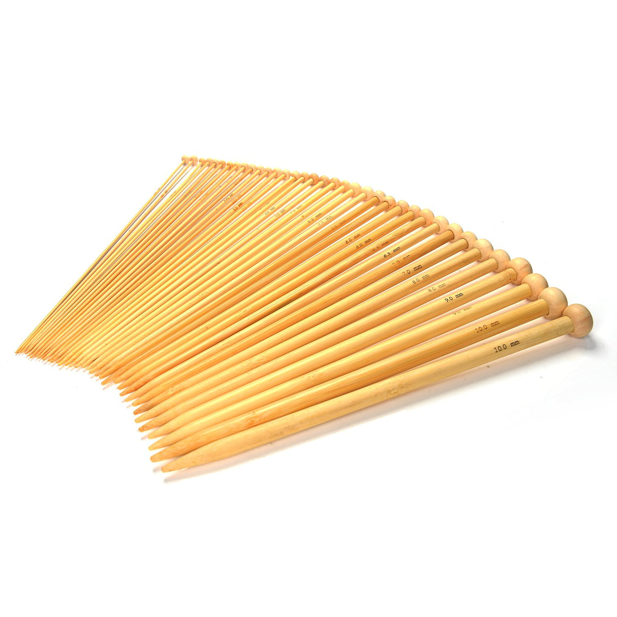 LIHAO 36 PCS Bamboo Knitting Needles Set (18 Sizes From 2.0mm to 10.0mm) LIHAO