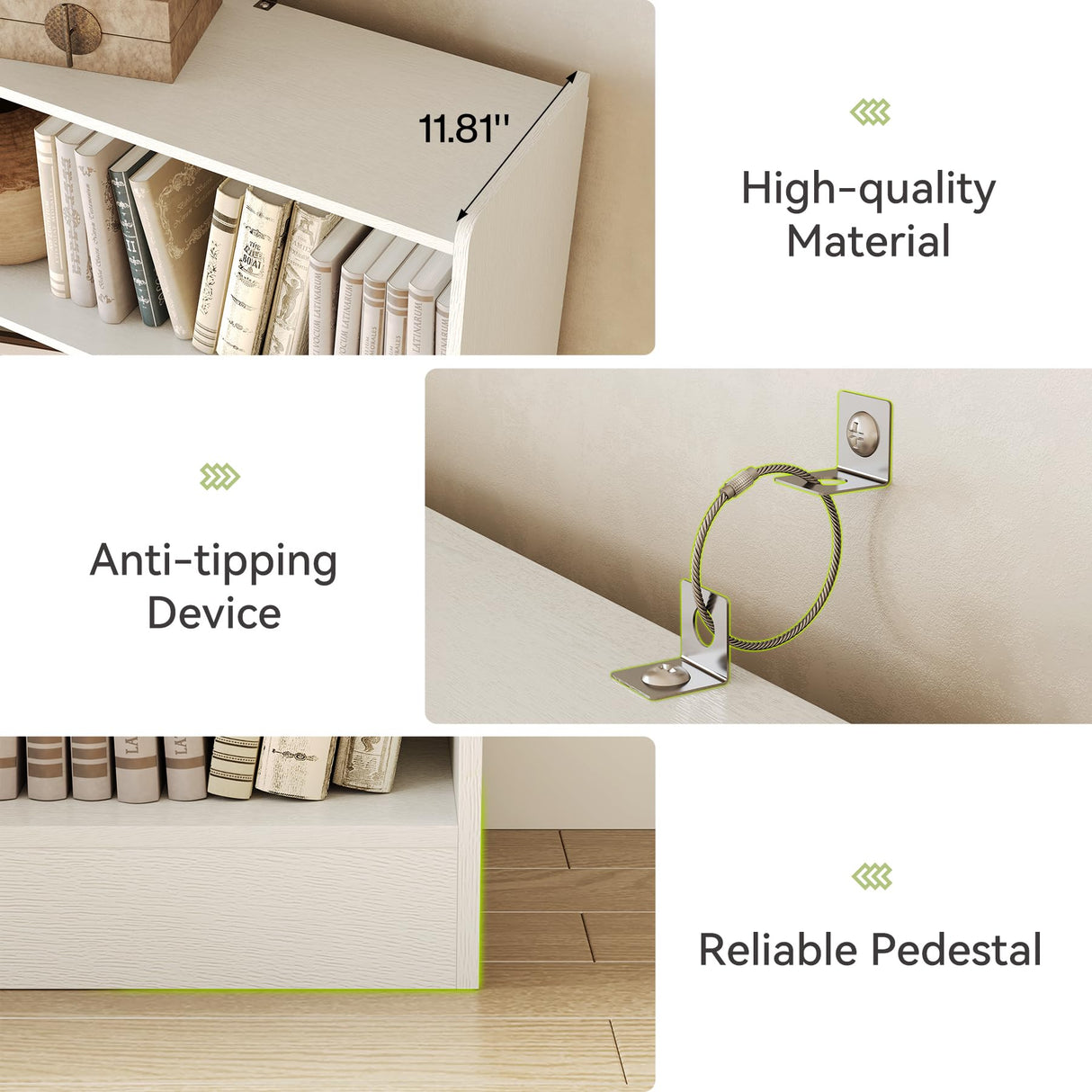 LITTLE TREE 72-Inch Tall Bookcase, 7-Tier White Wooden Large Bookshelf, Wide Bookcase Bookshelves, Freestanding Modern Display Shelving Unit for Living Room, Bedroom, Office LITTLE TREE