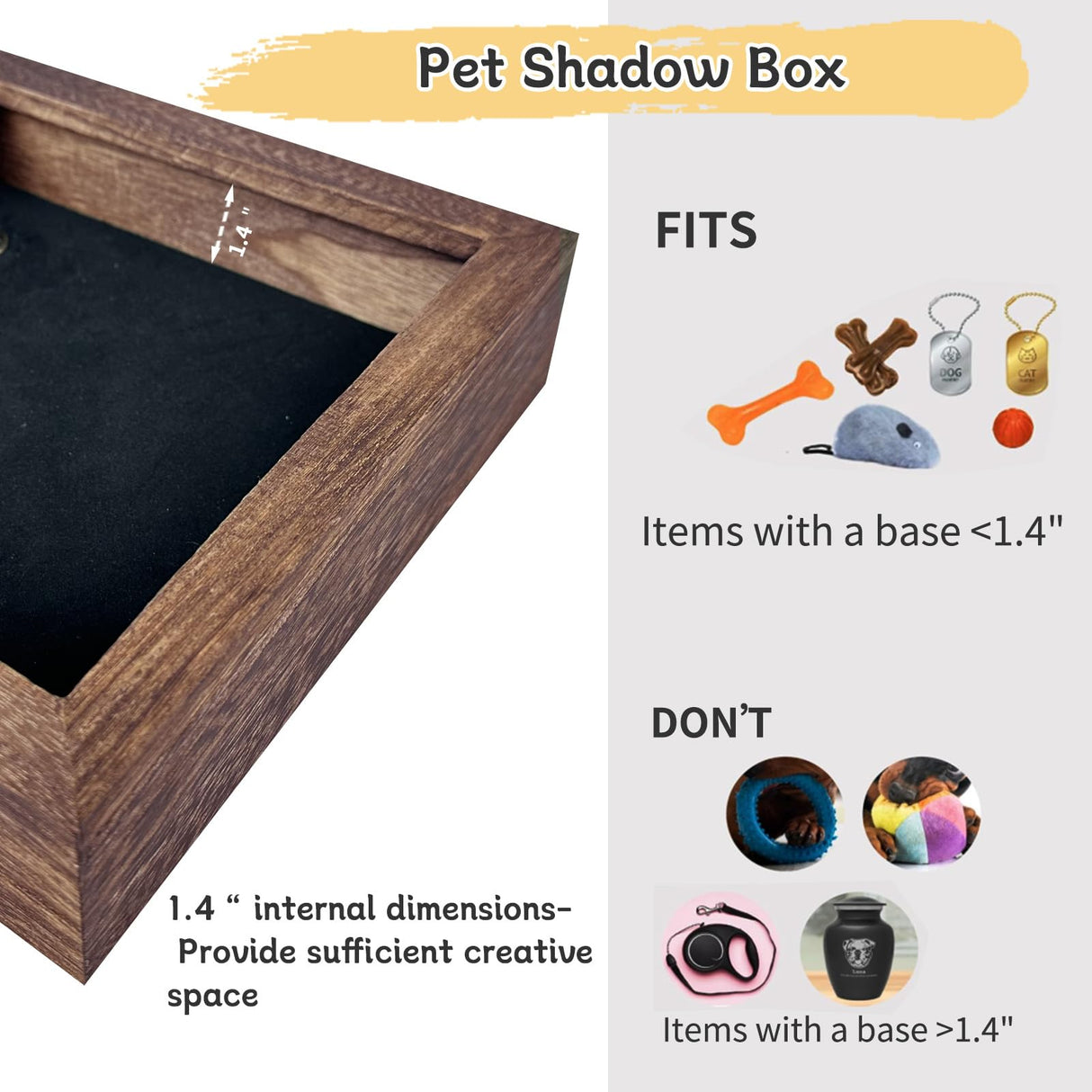 Dog Memorial Shadow Box Gift Pet Memory Display Case Wooden Picture Frame Pet Paw Ink Kit Glass Fur Jar Pets Keepsake Holder for Passed Away Dogs Cats idea Gifts for Pet Lover (Brown Dog Frame) TIOTG