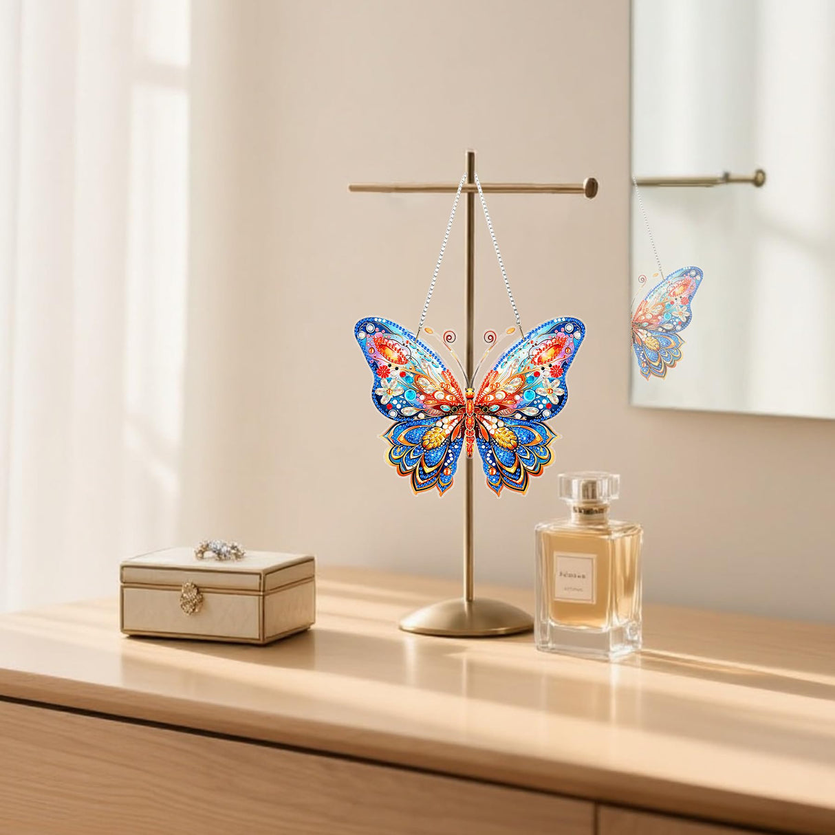 Oiuyamn 5D Diamond Art Kits for Adults, DIY Diamond Painting Hanging Pendant Ornament Butterfly, Crystal Diamond Art Decoration for Beginners Oiuyamn