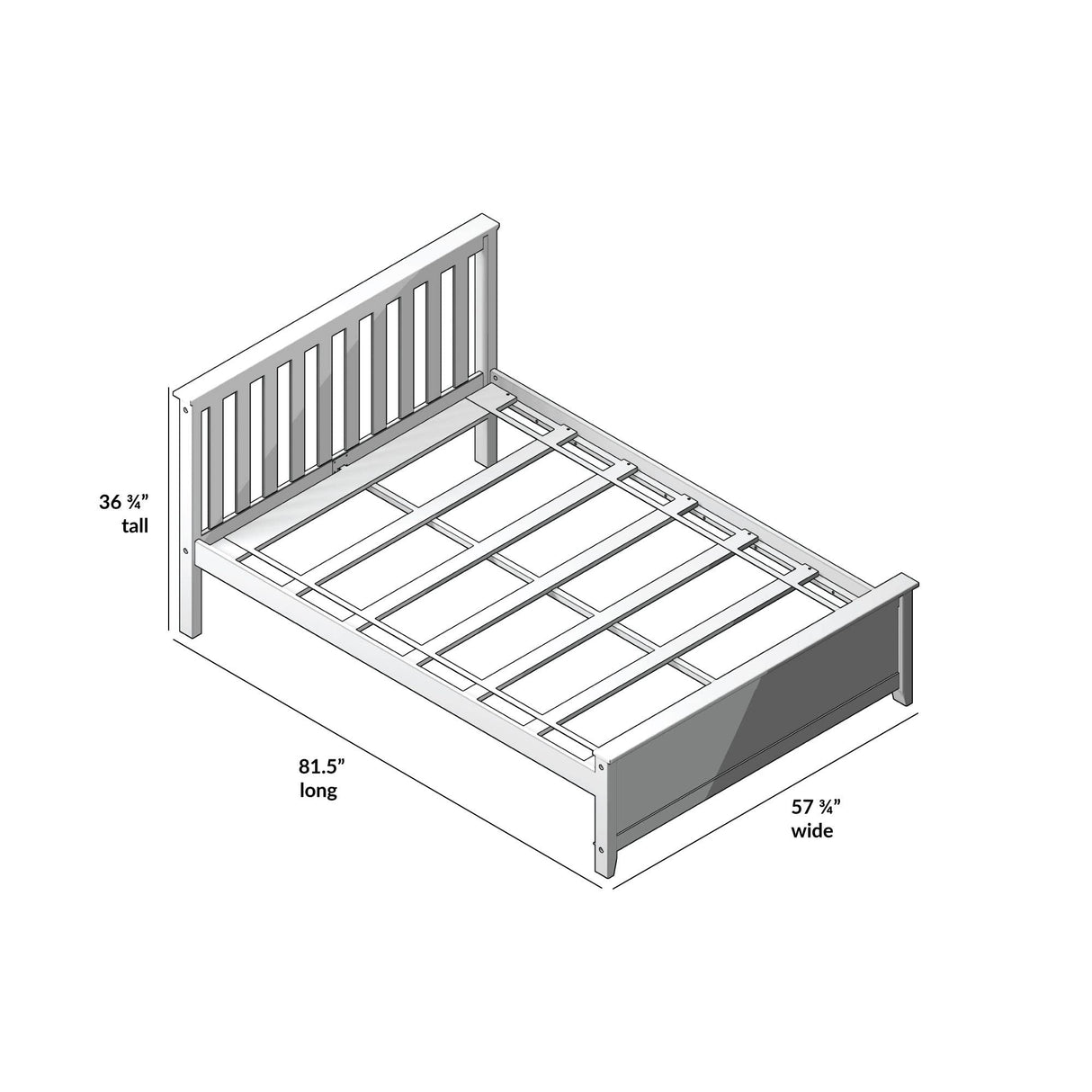 Max & Lily Full Size Solid Wood Bed Frame with Slatted Headboard – Easy Assembly, No Box Spring Needed, White Max & Lily