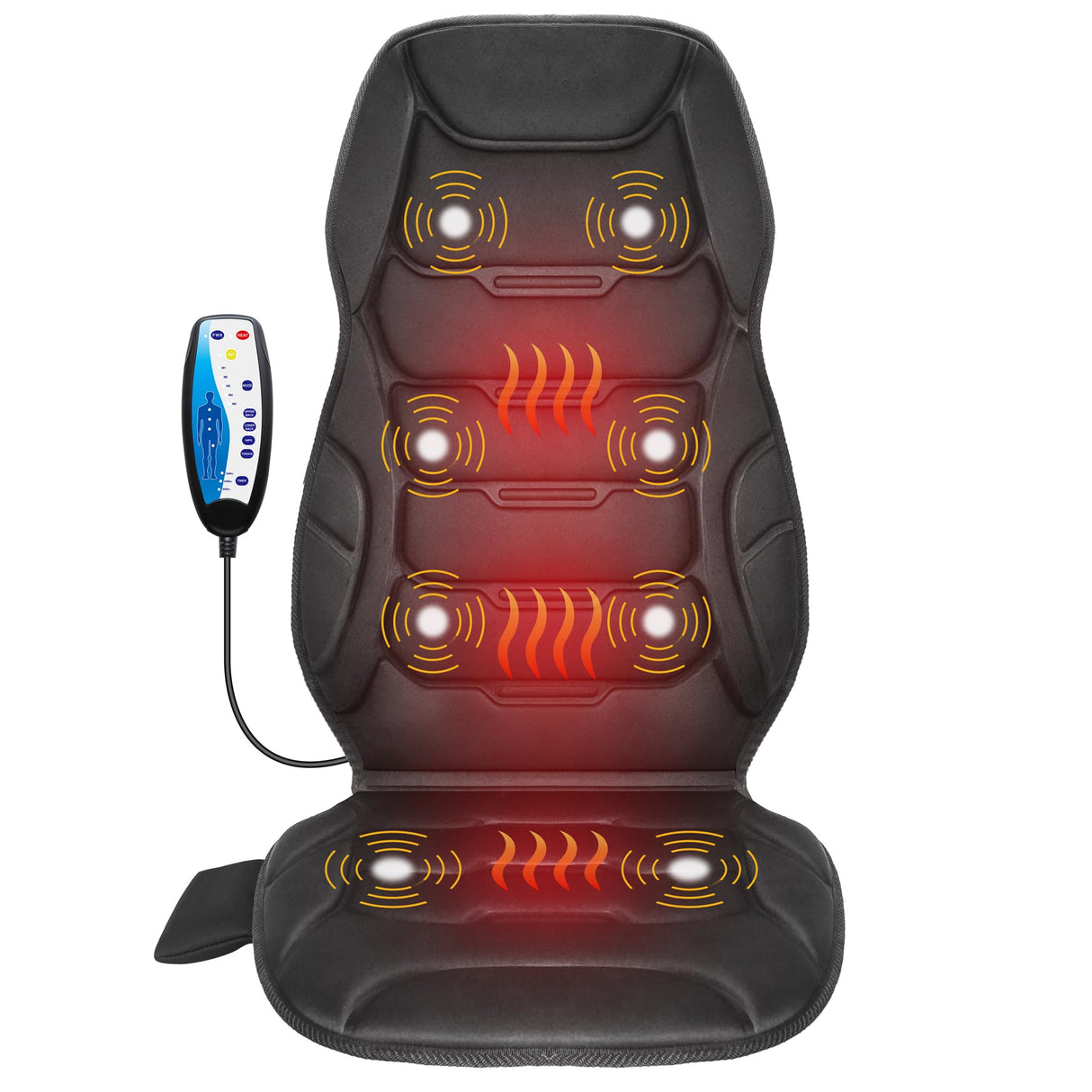 COMFIER Massage Seat Cushion, Back Massager with 8 Vibration Nodes & 5 Modes, Adjustable Chair Massage Pad with Heat for Home Office, Heated Chair Pad,Gifts for Men,Women COMFIER