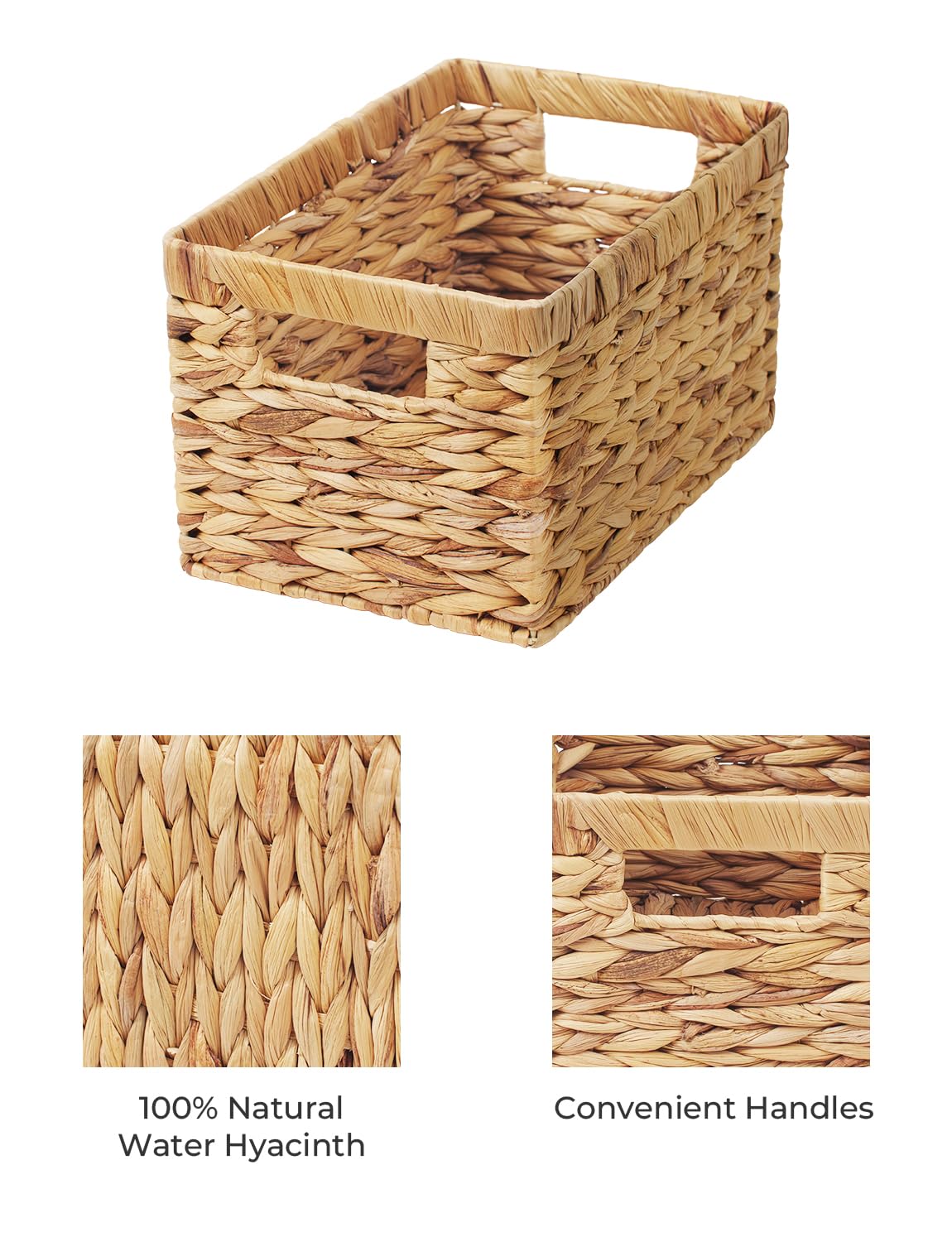 StorageWorks Wicker Basket, Baskets for Organizing, Storage Basket with Built-in Handles, Water Hyacinth Shelves (Medium 2-Pack, Natural Hyacinth) StorageWorks