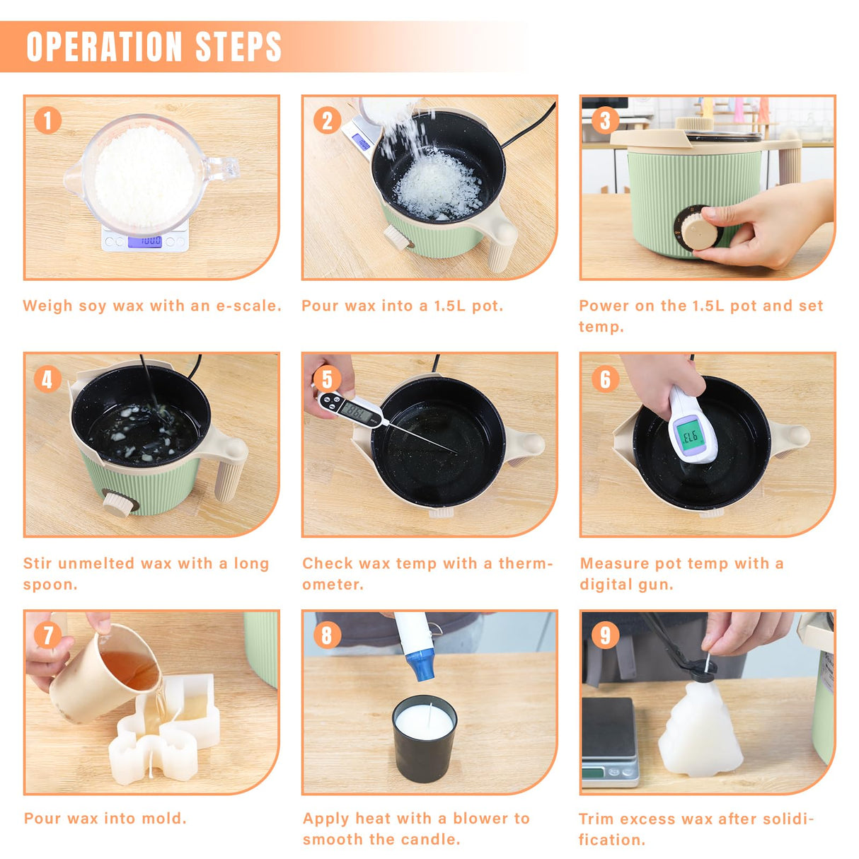 TOAUTO Candle Making Kit with Electronic 3Lbs Melting Pot, Pro DIY Candle Making Supplies Including Heat Gun, Digital Thermometer, Digital Scale, Wick Trimmer for Adults Candle Craft Project TOAUTO