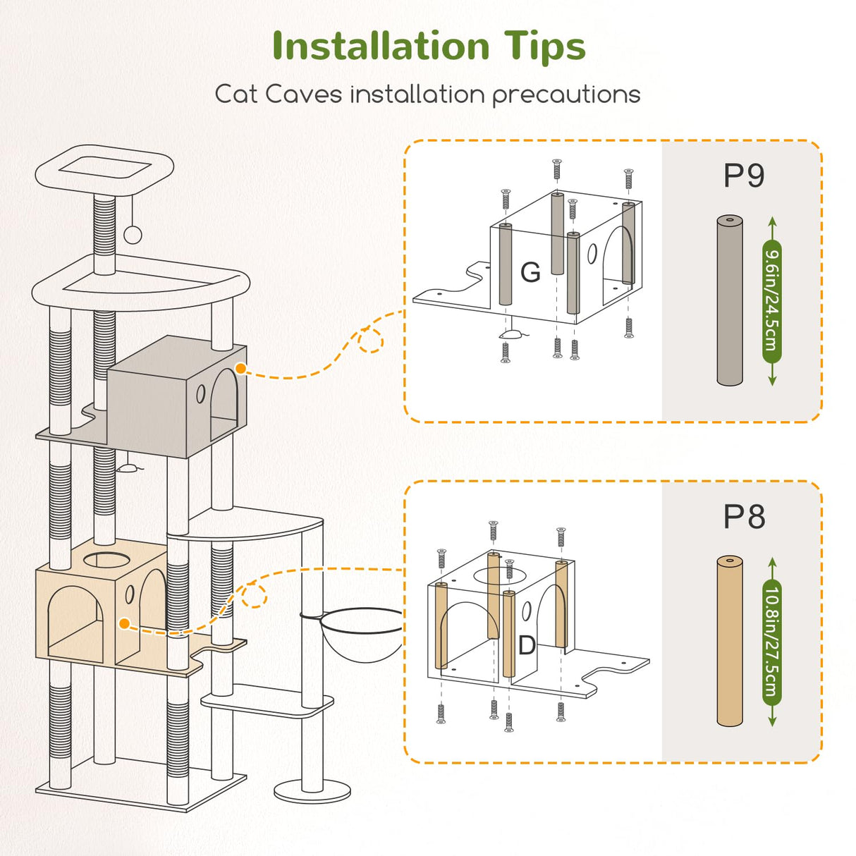 Globlazer F83 Giant Cat Tree, 83 inch Cat Tree for Indoor Cats Large Adult, XXL Cat Tower with 9 Scratching Posts for 20lb+ Heavy Duty Large Adult Cats, Dark Grey Globlazer