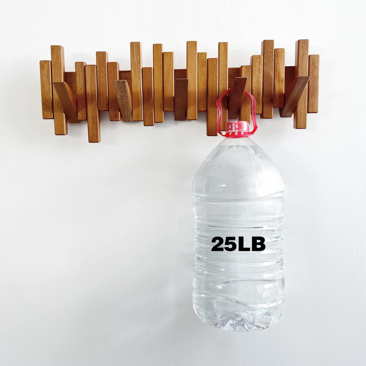 Acsigesn Wooden Coat Rack Wall Mounted Sticks Multi Rack Solid Handmade Natural Cherry Wood Artwork with 5 Flip-Down Unique Modern Hooks for Coats Bag Hat Umbrella Acsigesn