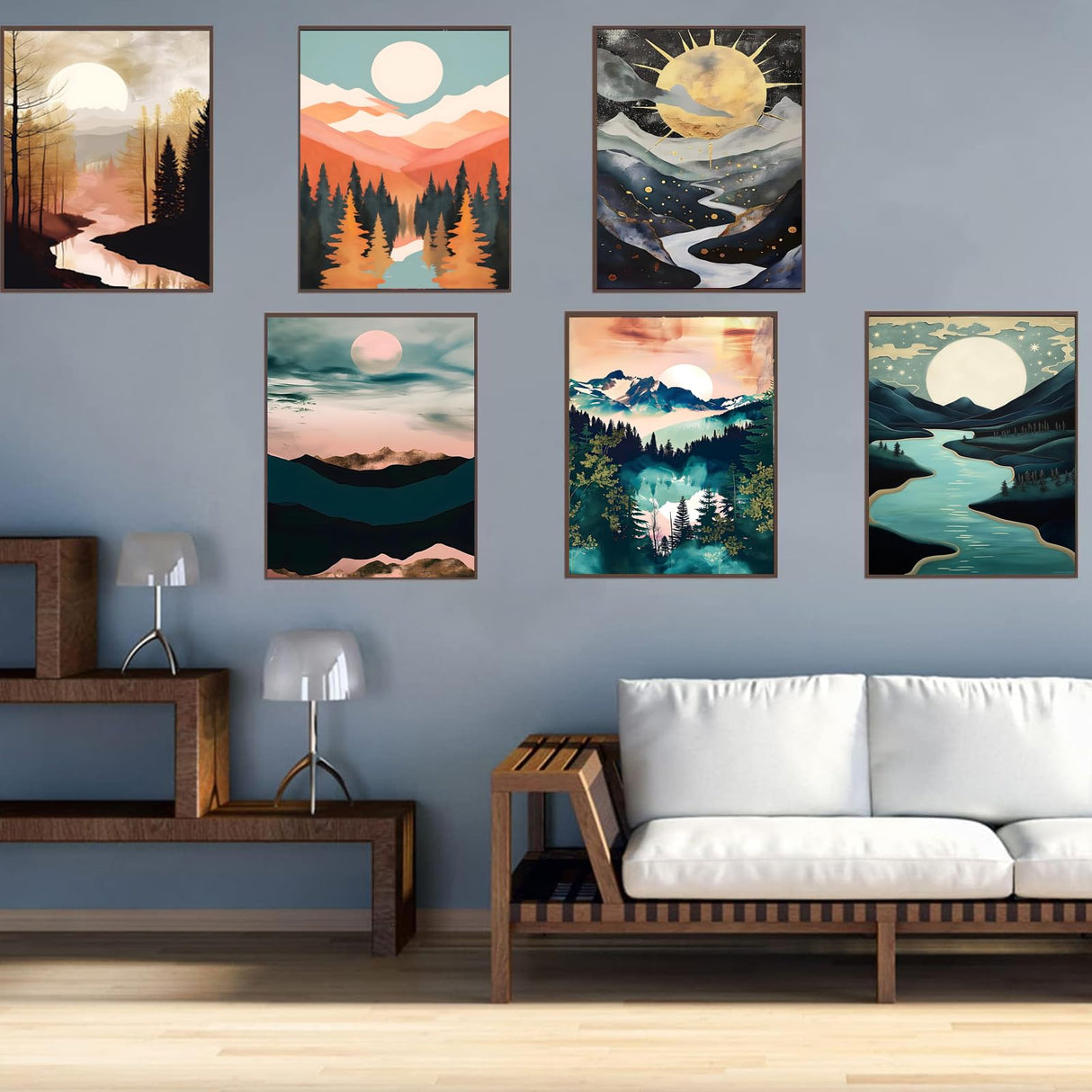 DOTZSO Diamond Art Kits for Adults 6 PCS DIY Full Diamond Art kit with Crystal Cross Stitch Picture Art and Craft for Adult Beginners 12x16 Inches (Landscape Abstract) DOTZSO