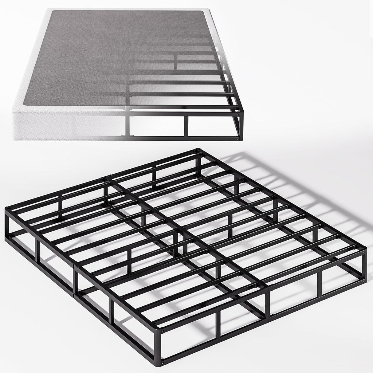 JWIFSEF Full-Size-Box-Spring,Full Box Spring 5 inch,Easy Assembly Full, Metal Sturdy Heavy Duty Structure with Fabric Cover,Mattress Foundation,3500lbs Max Weight Capacity JWIFSEF