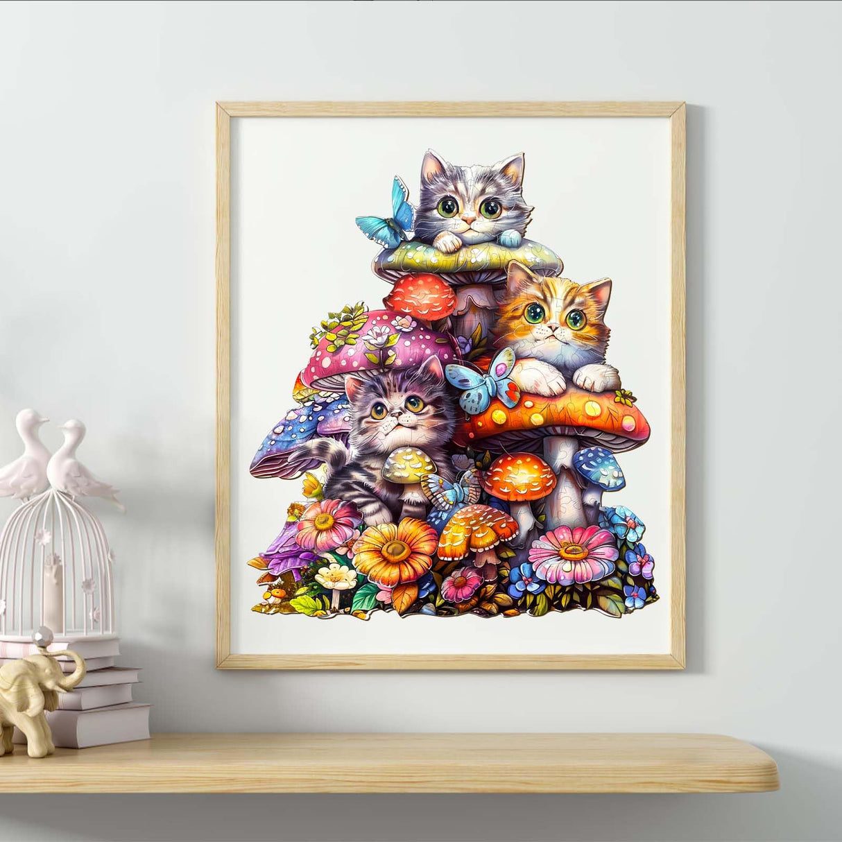 Wooden Puzzles for Adults, Wooden Jigsaw Puzzles for Adults Kids, Cat Family-2 Unique Shaped Wood Puzzles Adult, Creative Birthday Gifts for Friends Family Game (13.4 * 12in 230pcs) Lovpippi