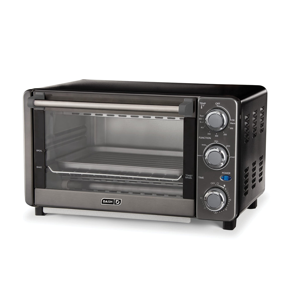 Dash Express Countertop Toaster Oven with Quartz Technology, Bake, Broil, and Toast with 4 Slice Capacity and Pizza Capability – Black DASH