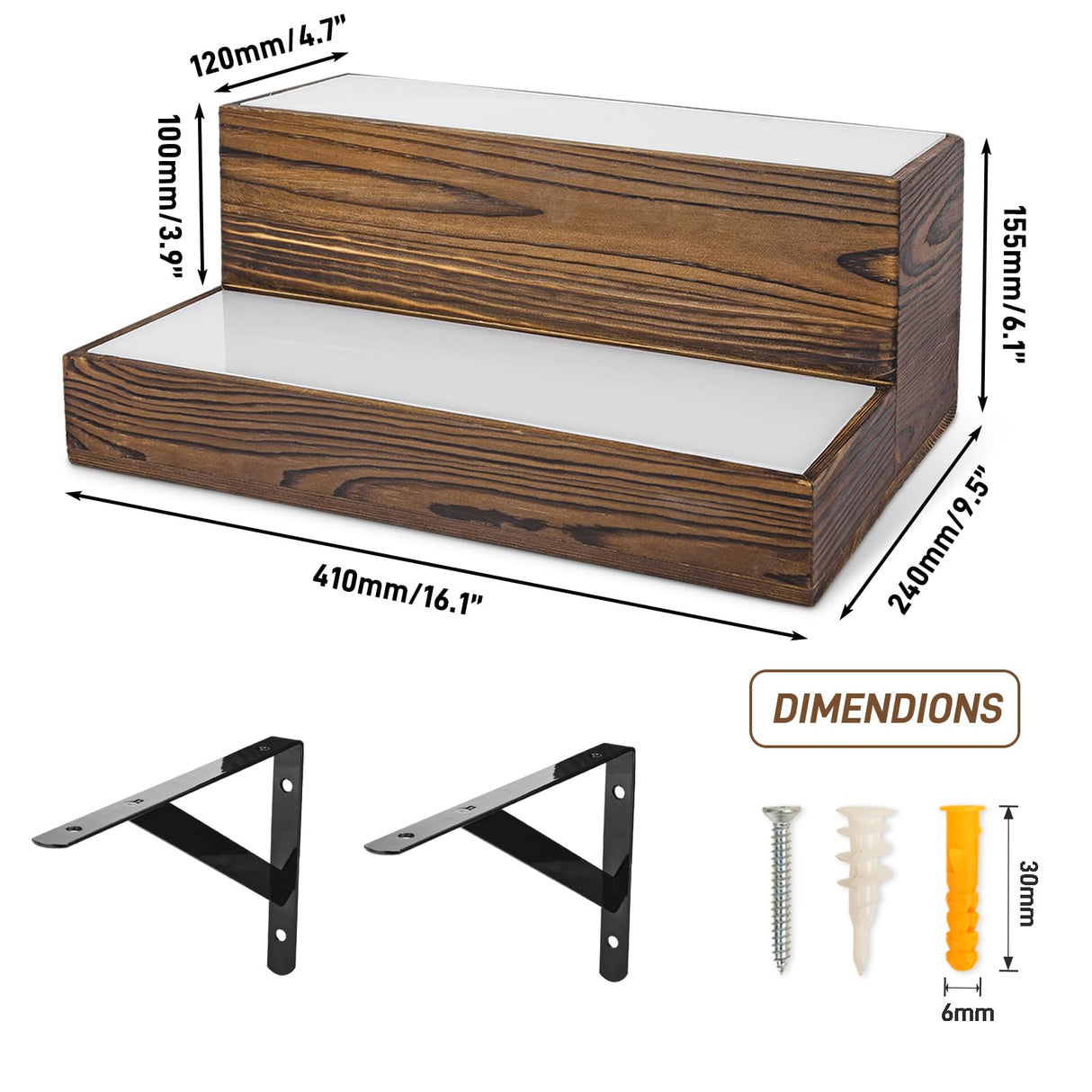 Wine Rack with LED Light Liquor Bottle Display Shelf Wall Mounted, 2 Tier Acrylic Illuminated Bar Bottle Display Floating Shelf for Home Commercial Bar Party BEARUT