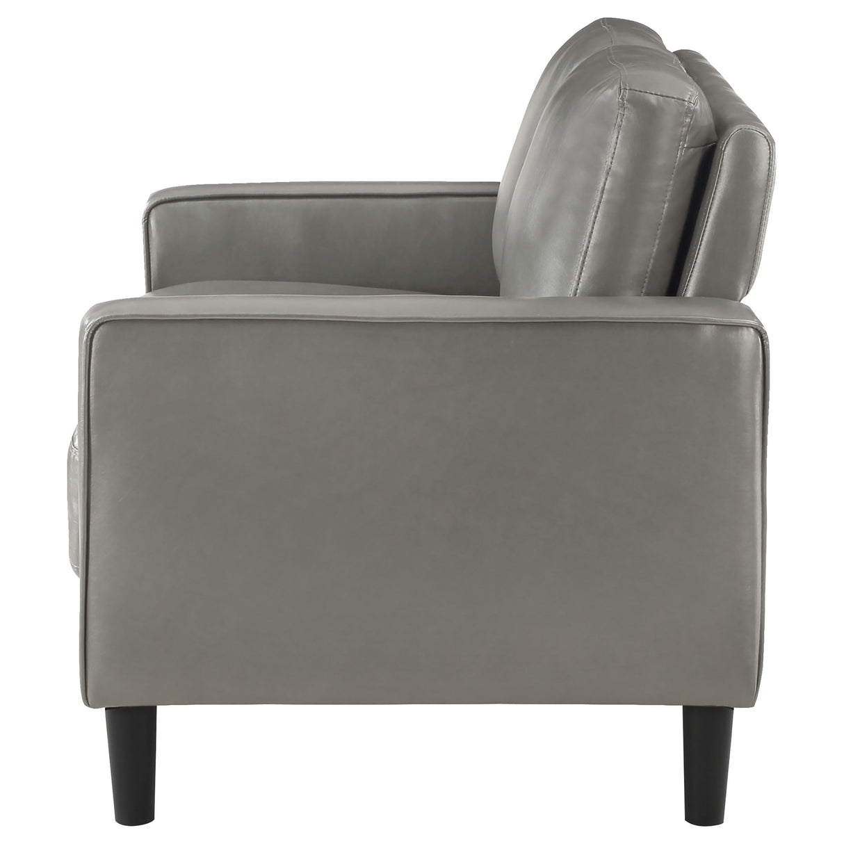 Coaster Home Furnishings - Ruth - Faux Leather - Upholstered Loveseat with Track Arms, Foam-Filled Cushions, and Straight Tapered Legs - Living Room - Gray - 508366 Coaster Fine Furniture