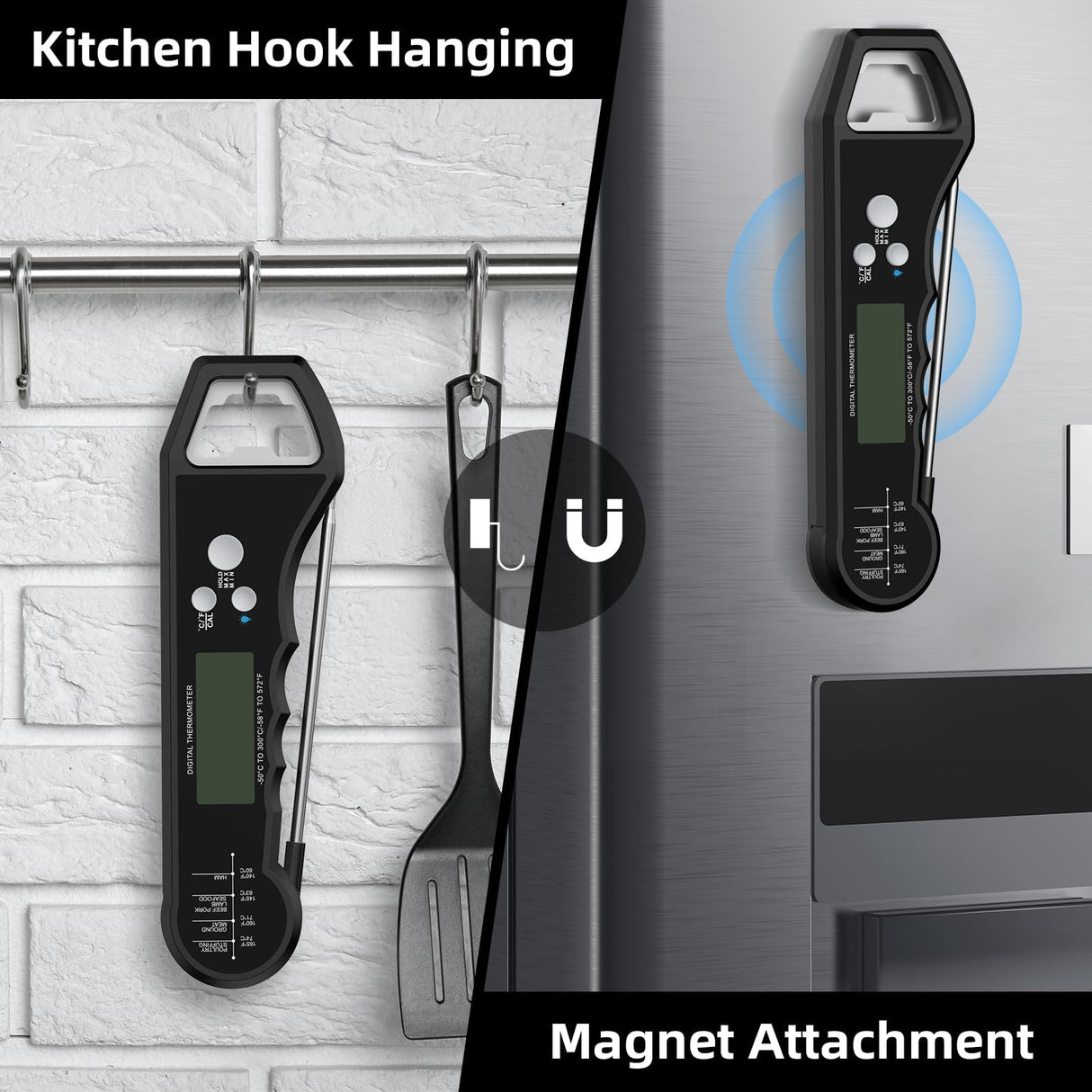 Meat Thermometer, Waterproof Food Thermometer with Backlight & Calibration for Kitchen, Outdoor Grilling and BBQ SHOBES