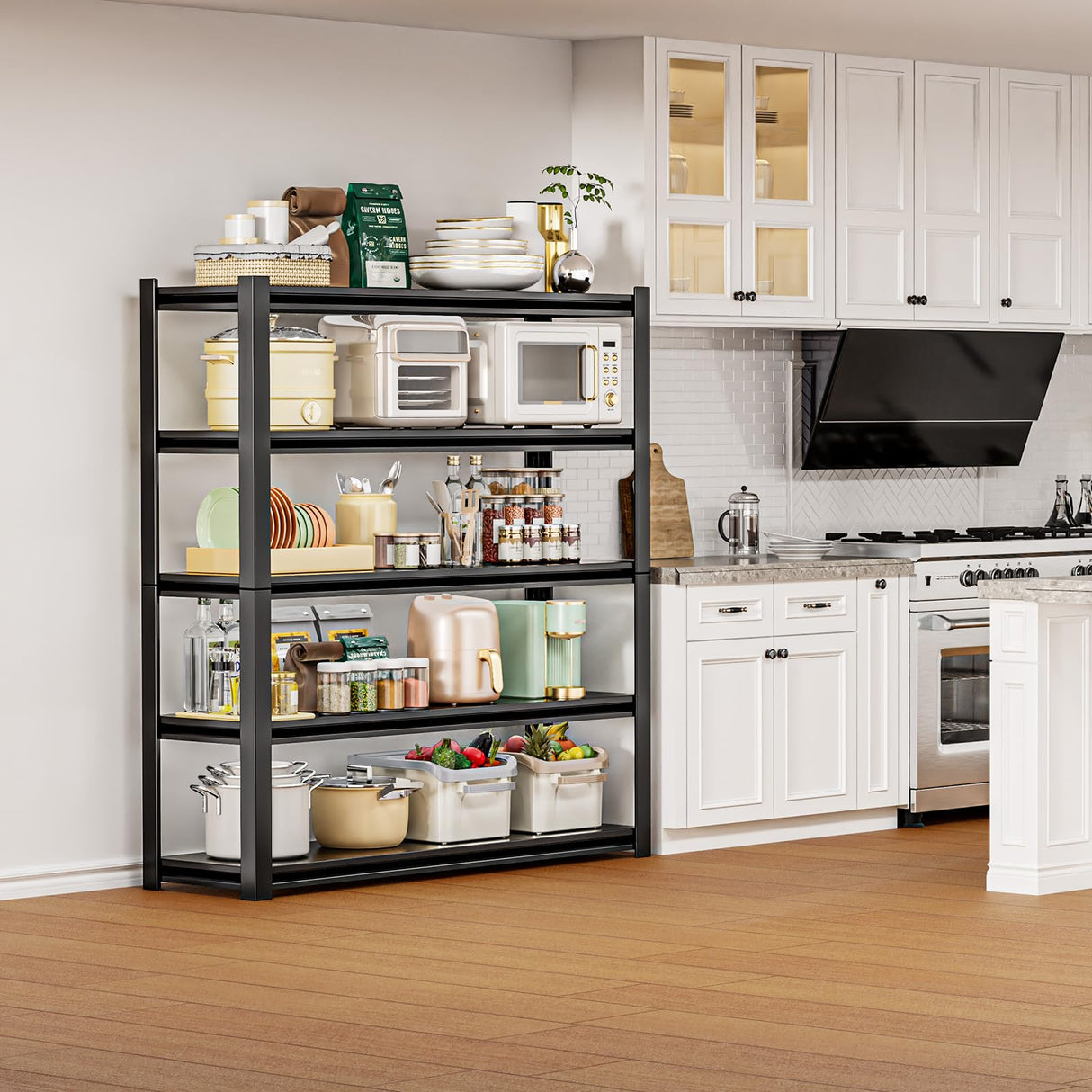 72" H Garage Shelving Units 5-Tier Adjustable Storage Shelves 2500LBS Heavy Duty Metal Shelves Utility Industrial Shelving Rack for Garage Warehouse Pantry Basement,Black (23.6" D×47.2" W×72" H) Guomao