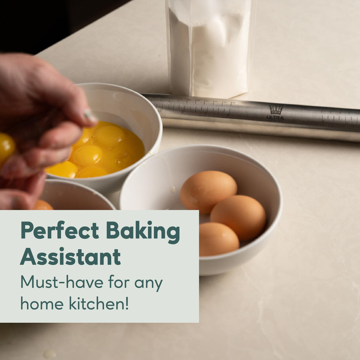Ultra Cuisine French Rolling Pin for Baking – Tapered Stainless Steel Design with Measurements, Professional or Home Use with Pizza, Cookie, & Pastry Dough, or Fondant and Pie Crust – Dishwasher-Safe Ultra Cuisine
