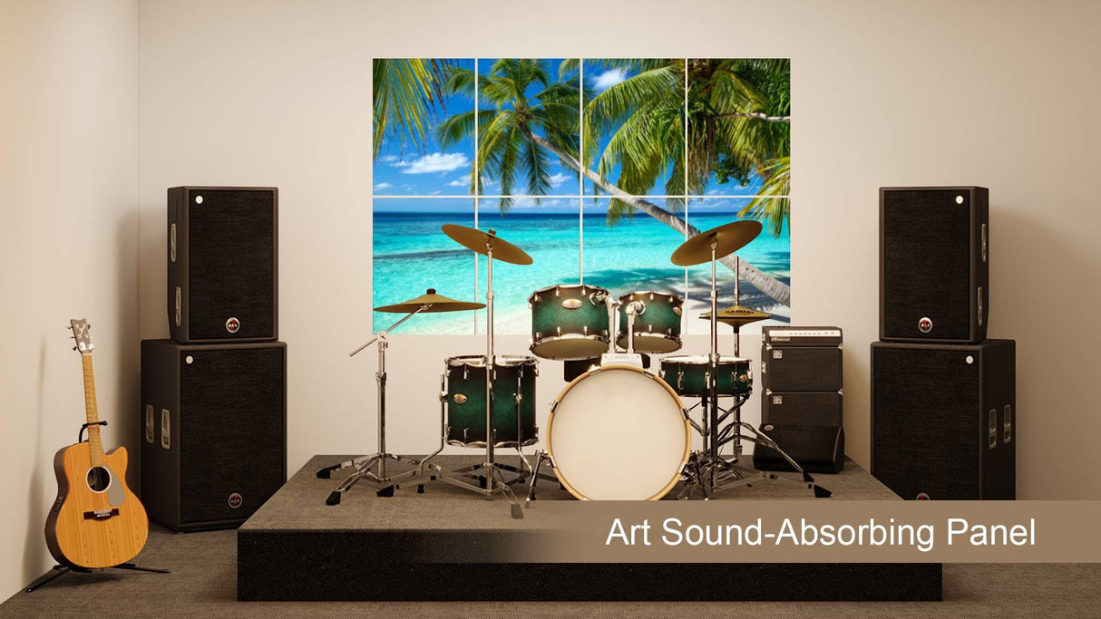 8 Pack Art Acoustic Panels Tropical beach Soundproof Wall Panels, 32"x48" Decorative Sound Absorbing Panels, Acoustic Treatment for Home, Office DSFAJWEFH