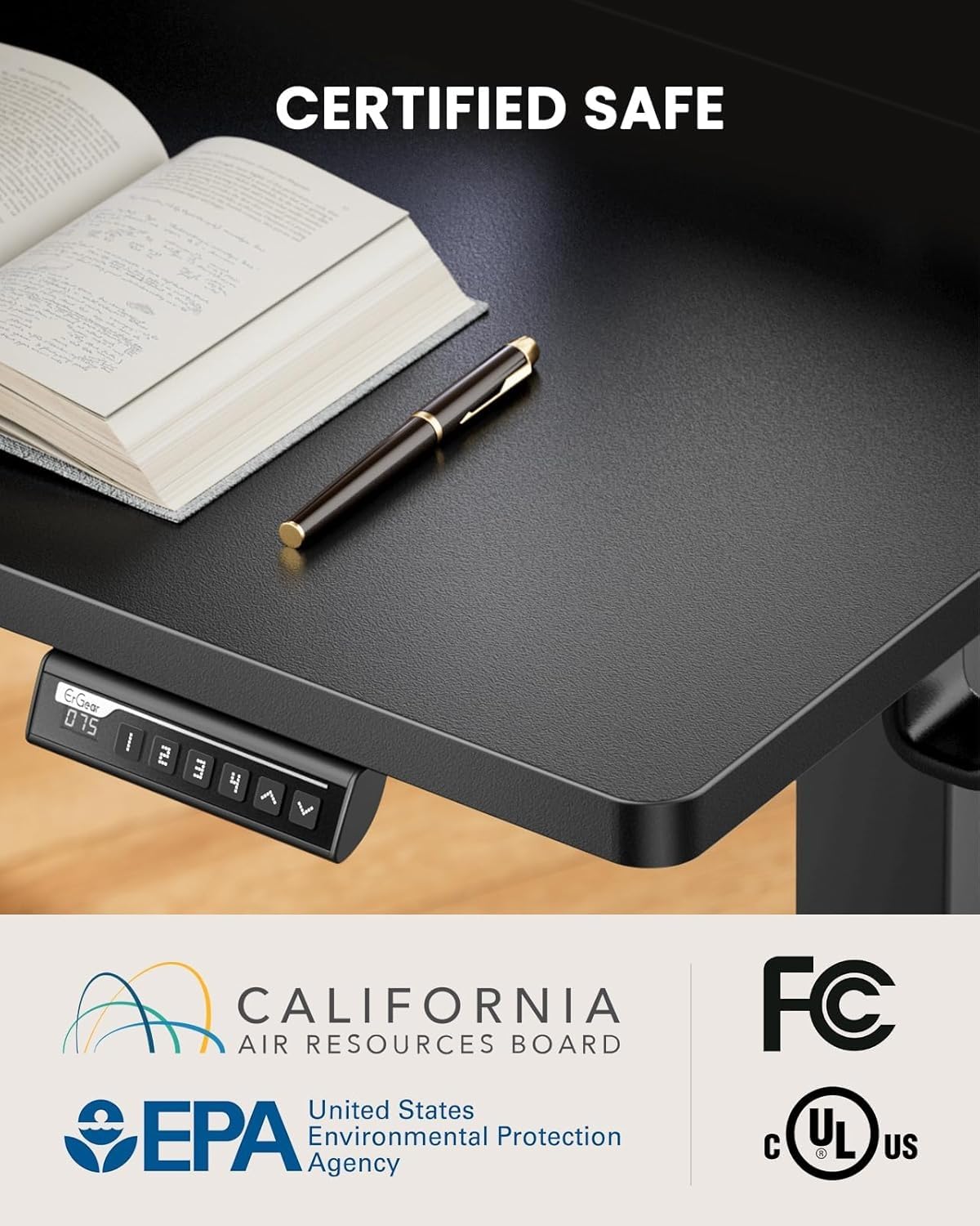 ErGear Electric Standing Desk with Keyboard Tray, 44x24 Inches Adjustable Height Sit Stand Up Desk, Home Office Desk Computer Workstation, Black ErGear