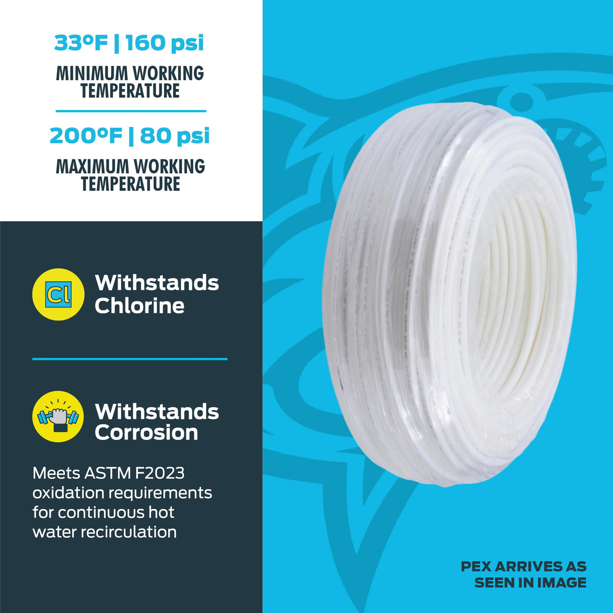 SharkBite 1/2 Inch x 500 Feet White PEX-B, PEX Pipe Flexible Water Tubing for Plumbing, U860W500 SharkBite