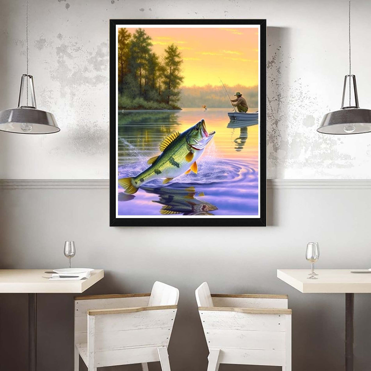 VAIIEYO Diamond Art Kits for Adults Fish, Diamond Painting Fishing Animal Full Drill Round Rhinestone Craft Canvas for Home Wall Decor Gift 12x16 inch VAIIEYO