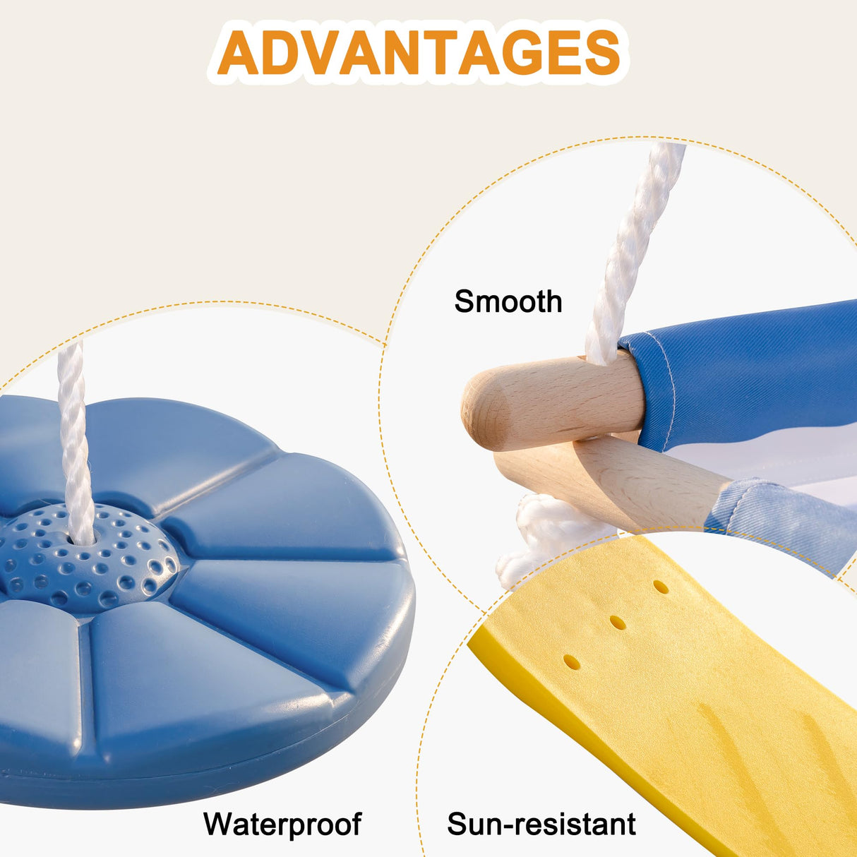 ROBUD 3-in-1 Playground Wooden Swing Sets for Backyard, DIY Swing Sets with Tree Swing and 2 Toddler Swings, Kids Outdoor Play Equipment, Outdoor Playset for Kids & Toddlers, Ages 3+ ROBUD