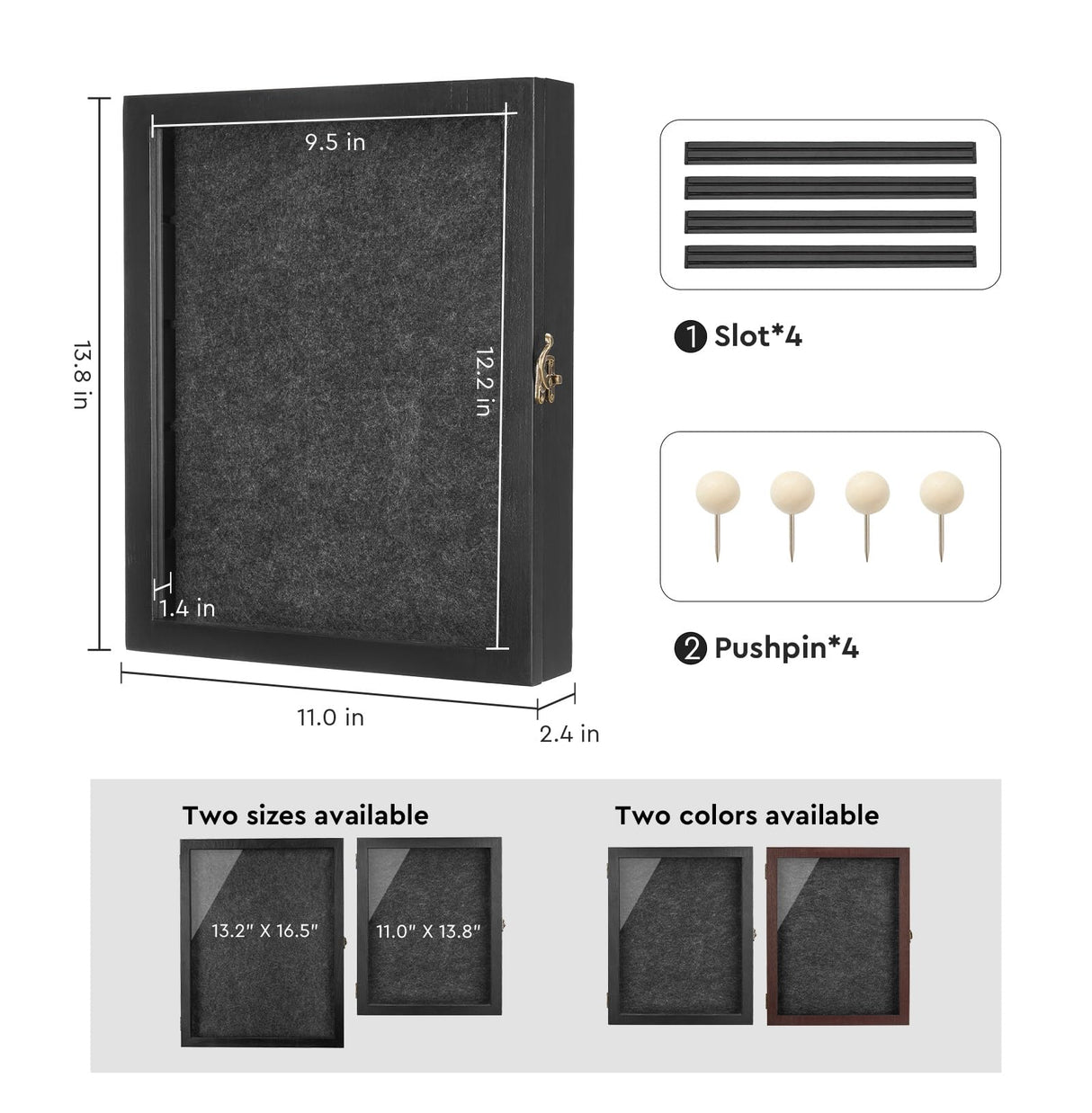 Black Shadow Box Frame 11X14 with Shelves, Medal/Challenge Coin Display Case, Pet Memorial/Wedding Shadow Box, Best Anniversary/Birthday/Bridal Shower/Engagement/Wedding Registry/House Warming Gifts AW BRIDAL