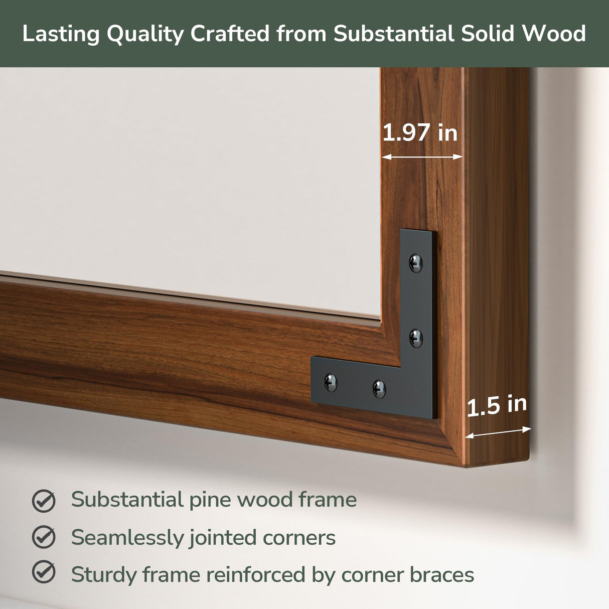 TokeShimi 18x26 Inch Farmhouse Bathroom Mirror Rustic Wooden Framed, Natural Wood with Walnut Accents, Water-Proof, French Cleats Installation, HD-Reflection and Shatter-Proof Glass TokeShimi