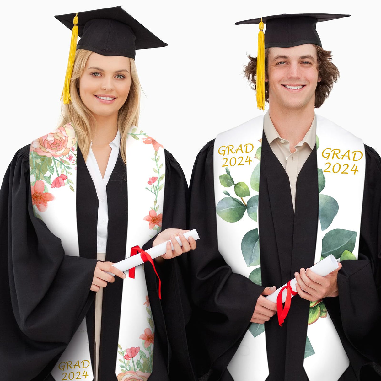 Coume 2024 Sublimation Graduation Stole Sash Blank Plain Graduation Sash Unisex Adult Graduation Party Stole(White) Coume