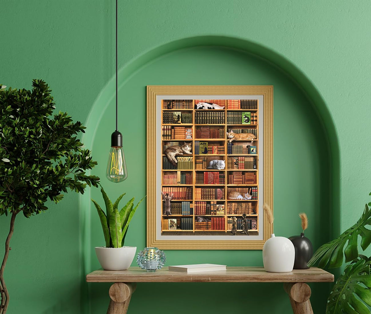 RECHIATO Jigsaw Puzzles for Adults,Jigsaw Puzzles 1000 Piece for Adults,Cat Jigsaw Puzzles for Adults 1000 Pieces and up, for Family Members and Friends, for Women&Mon, Library RECHIATO