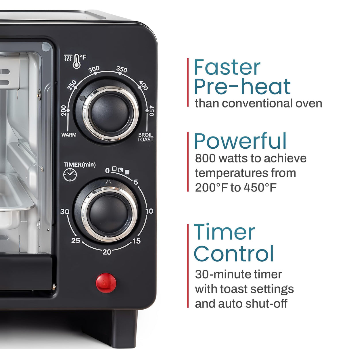 Elite Gourmet ETO490 9L/4 Slice Countertop Toaster Oven with 30-Minute Timer, Adjustable Temperature Control, Includes Baking Pan and Wire Rack, Bake, Broil, Toast, Black Elite Gourmet