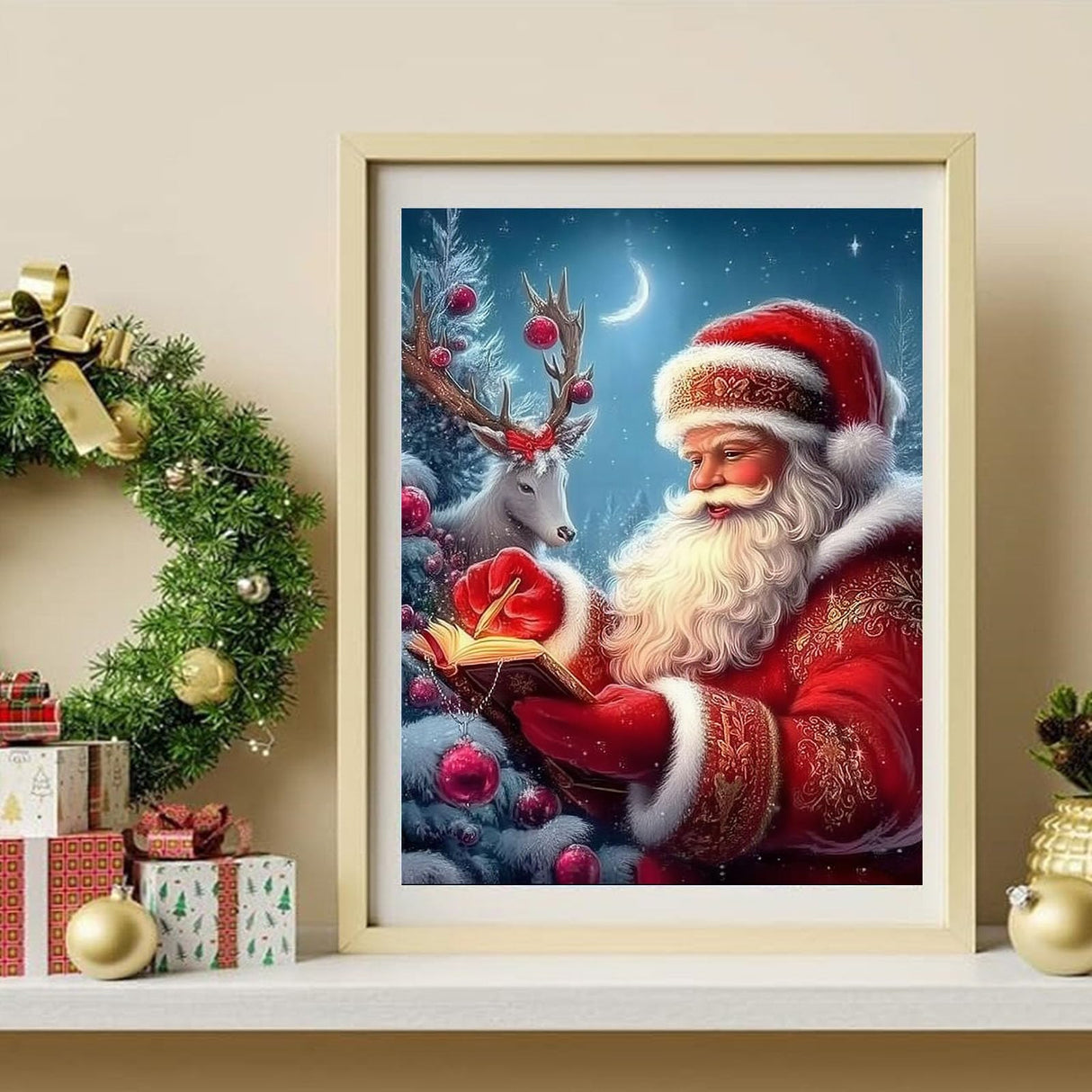 Christmas Paint by Numbers Kit for Adults Beginner-Santa Claus Adult Paint by Number Kits on Canvas, Christmas DIY Acrylic Oil Painting by Numbers for Adults for Gift Home Wall Decor(16x20inch) Arttoplus