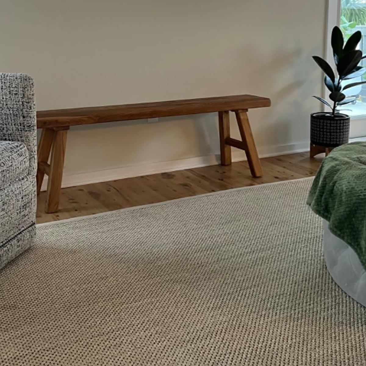 Farmhouse Indoor Wooden Living Room Dining Bench,indoor Natural Bench,Asian Wood Kitchen Entryway Bench With Armless Design And Short Height, Solid Wood Bench For Living Room, Hallway(39.3*10.2*17.7in LLYLAFDC