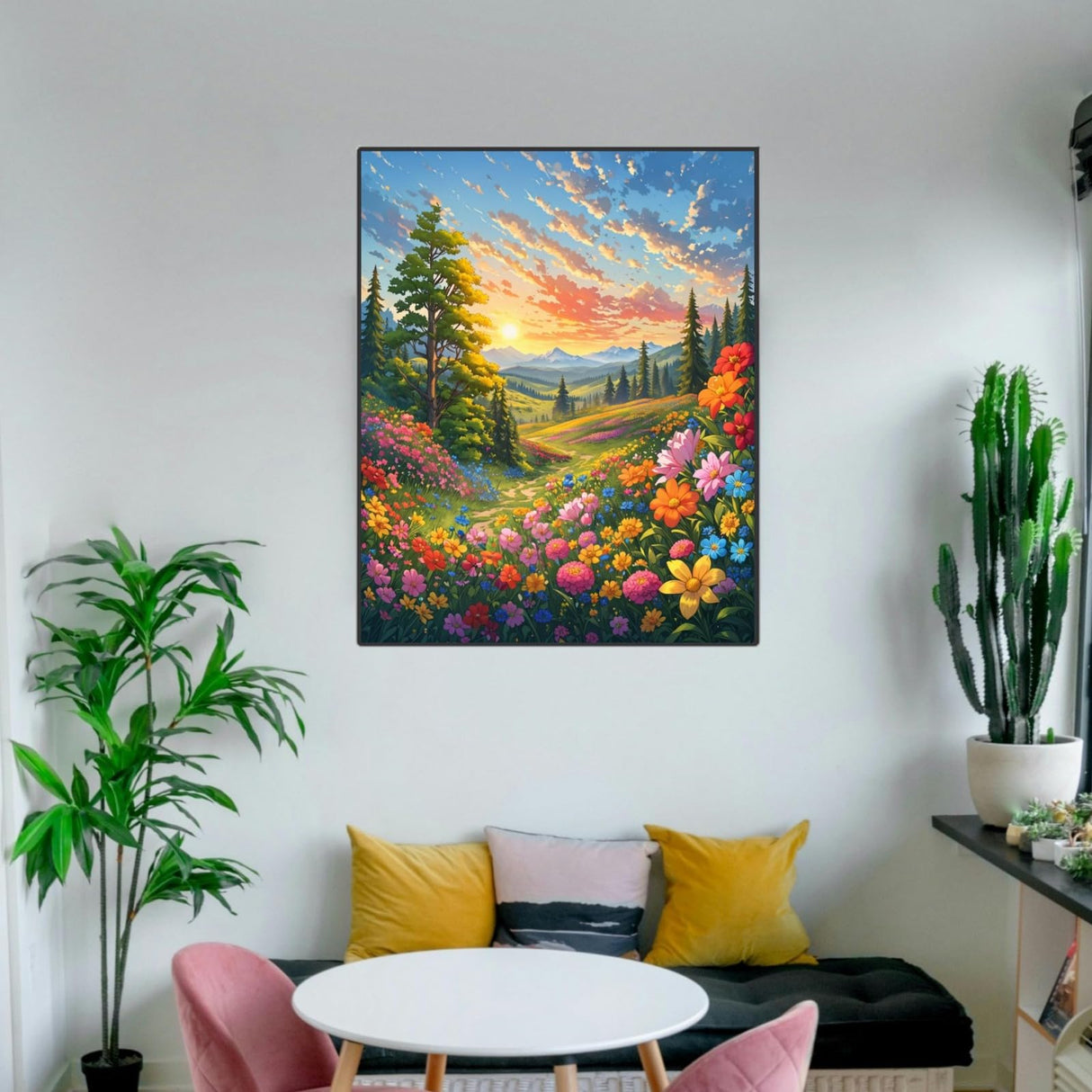 ldazao Landscape Adult Paint by Number Kits, Paint by Numbers Flowers,Flower Paint by Numbers Kit for Adults, DIY Canvas Oil Painting Paint by Number for Gift Home Wall Decor 16x20 Inch ldazao