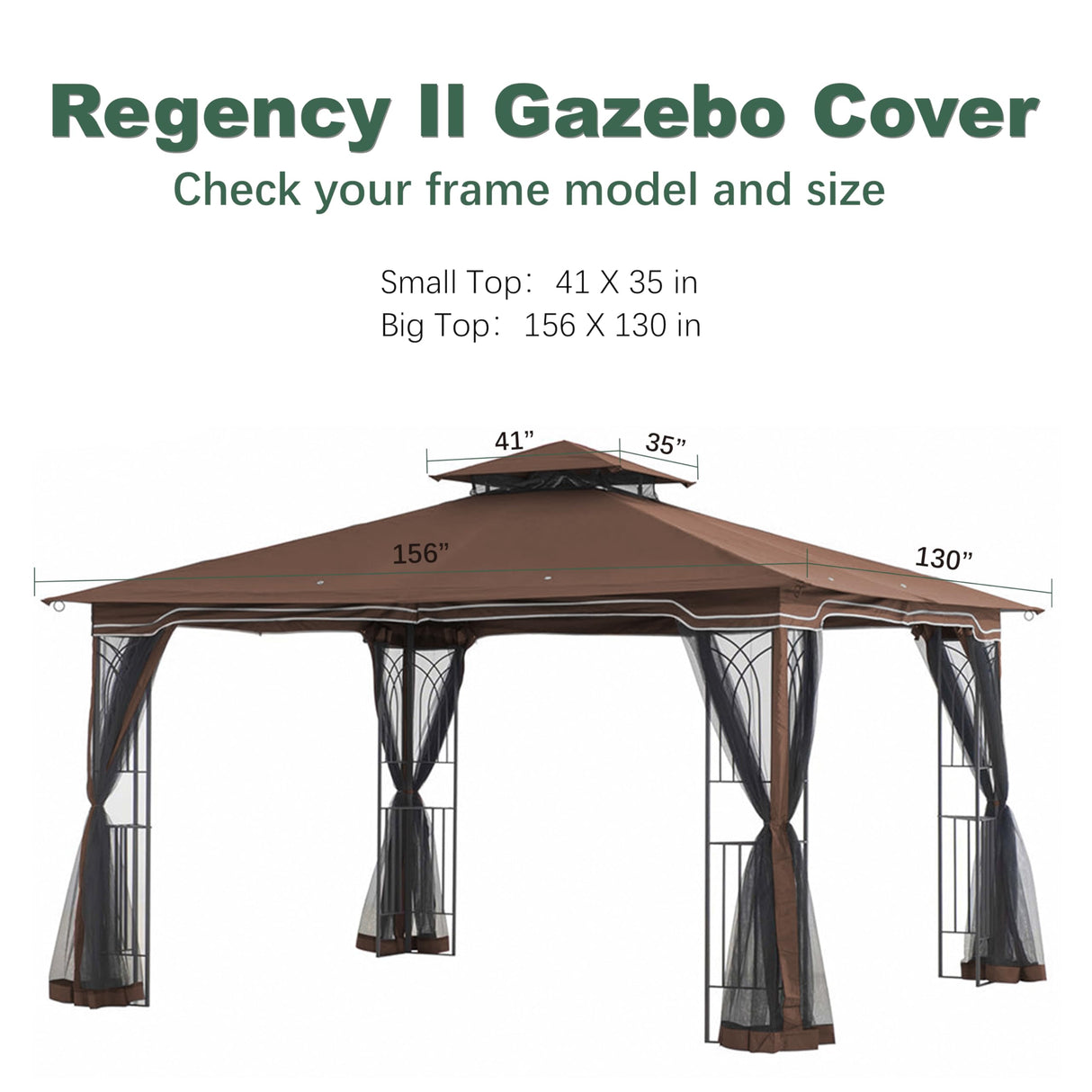 JANCANOPY Replacement Gazebo Canopy for 10 x 12 Regency II Patio Gazebo,(Brown) JANCANOPY