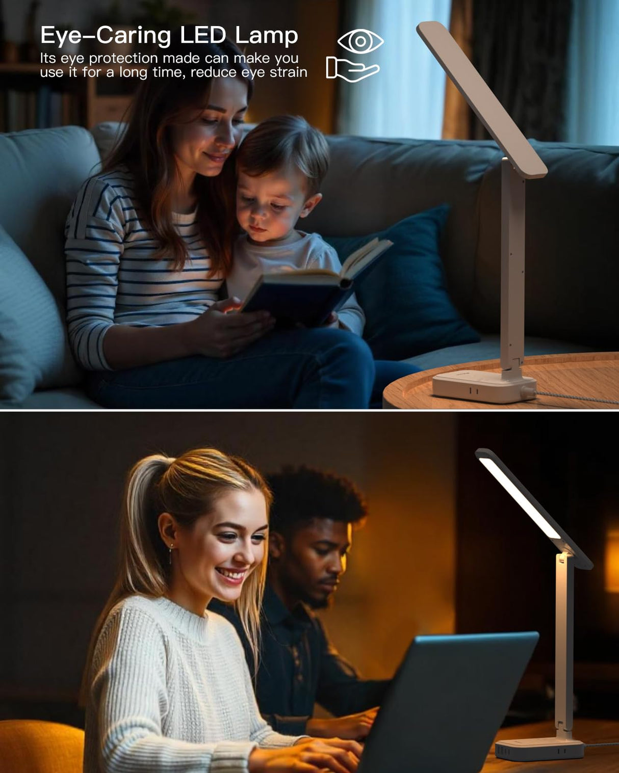 Power Strip with LED Desk Lamp, PD 30W Touch Desk Lamps, 4 Outlets 4 USB Ports(2 USB C) Small Desk Lamp 5FT Extension Cord Table Lamp for Home Office College Dorm Room Essentials Bedroom Bedside Study Mifaso