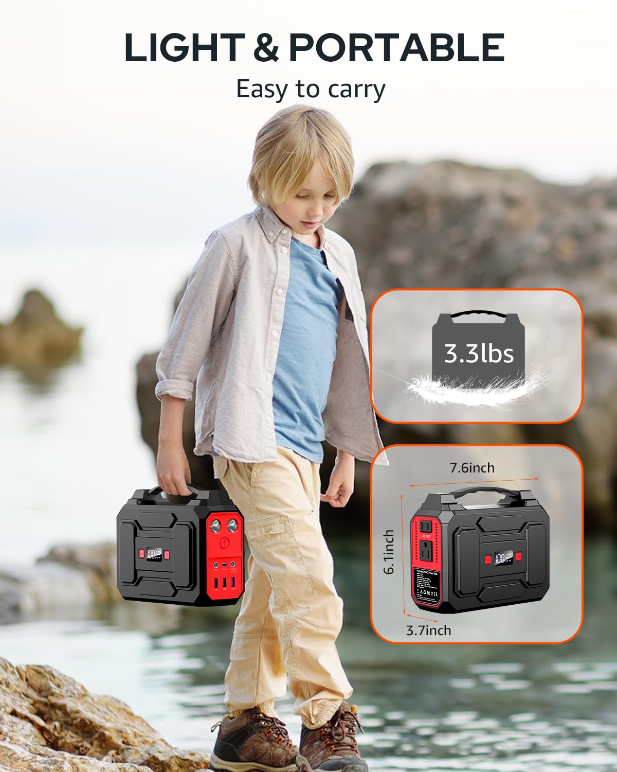 Solar Powered Generator 200W Peak/100W Rated, Portable Solar Generator Power Station with Solar Panels 40W Included, 146Wh Solar Power Bank with AC Outlet 110V for Home Use Camping Outdoor Adventure Apowking