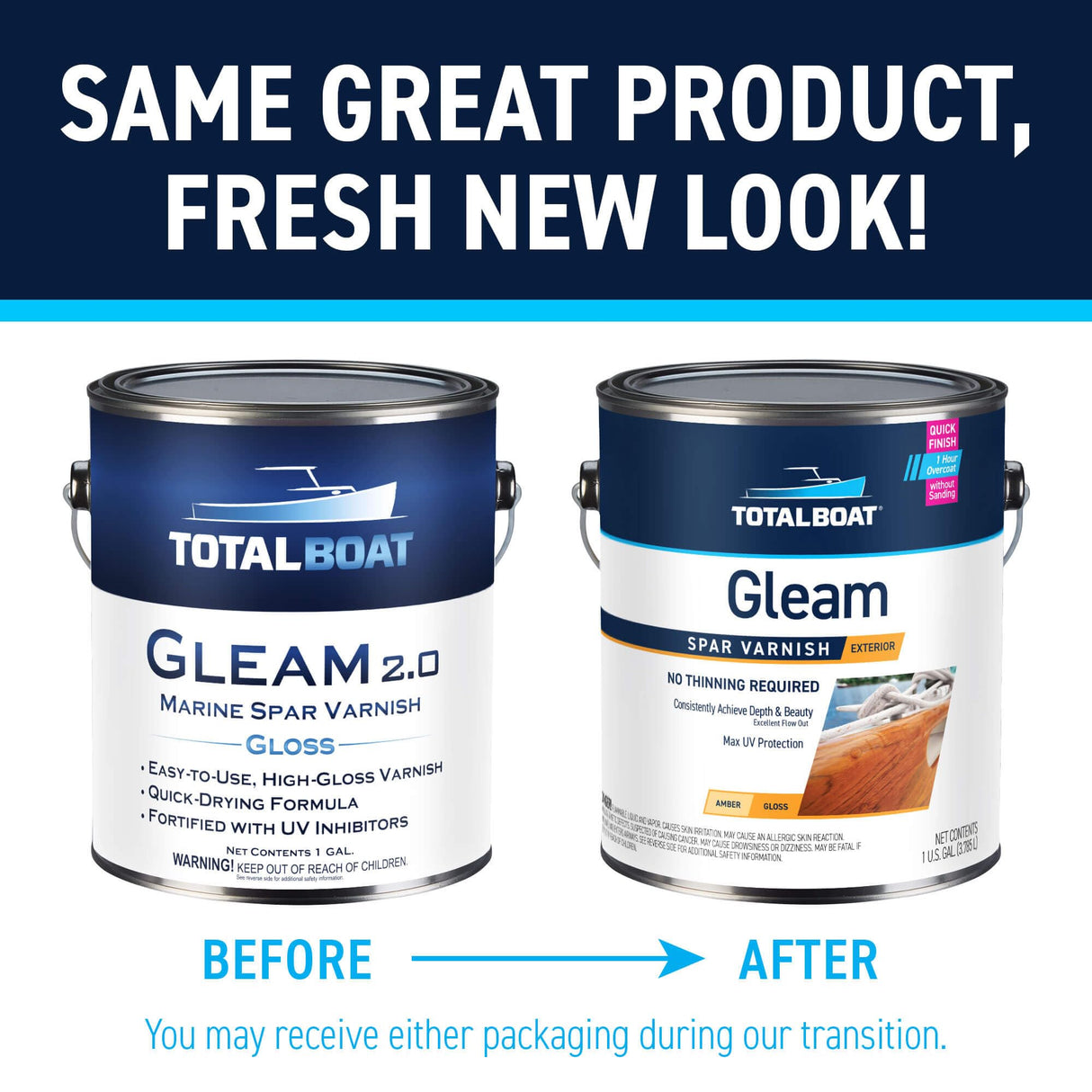 TotalBoat Gleam Marine Spar Varnish, Gloss and Satin Polyurethane Finish for Wood, Boats and Outdoor Furniture (Satin Low-Sheen Quart) TotalBoat