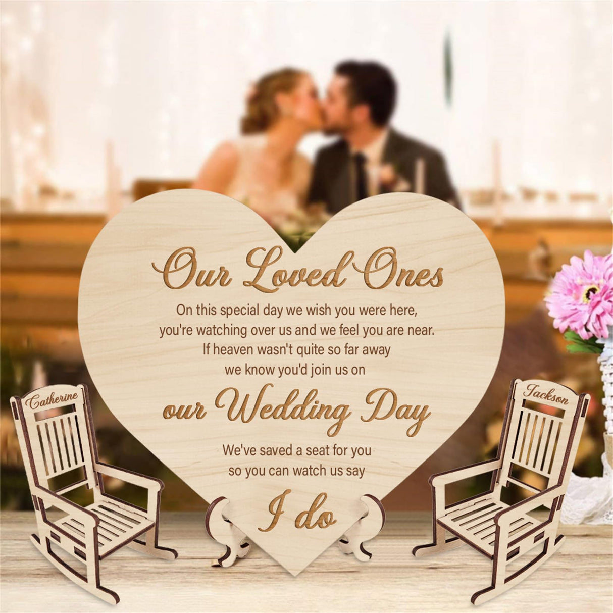 Personalized Wedding Memorial Chair Sign Save a Seat for Someone in Heaven Wedding Day Remembrance Memorial Set Custom 1-15 Memorial Rocking Chairs Dertacoa