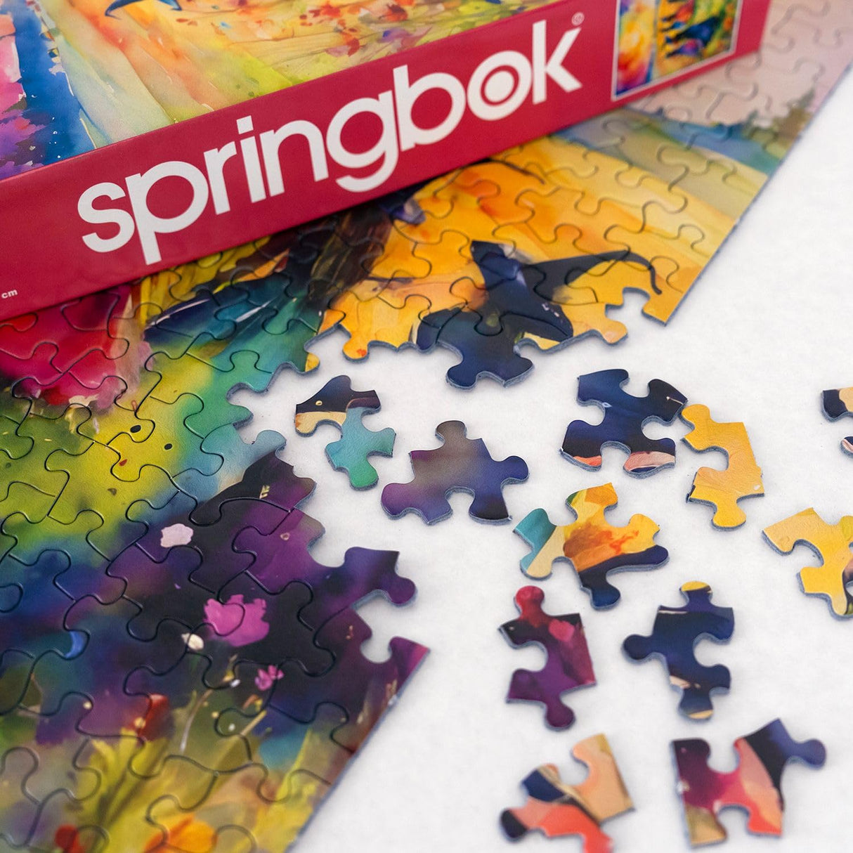 Springbok's Witches Gathering 500 Piece Puzzle for Adults is a Watercolor Image of Witches Gathering in a Blossoming Field Springbok