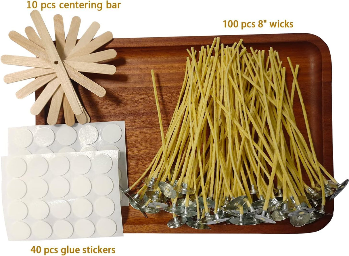 Candle Wicks 100 PCS 8 inch Hemp Candle Wicks 2.5mm Organic Beeswax Candle Wicks for Candle Making Edible Candle Wick for Butter Candle Hemp Candle Wick Phinicco