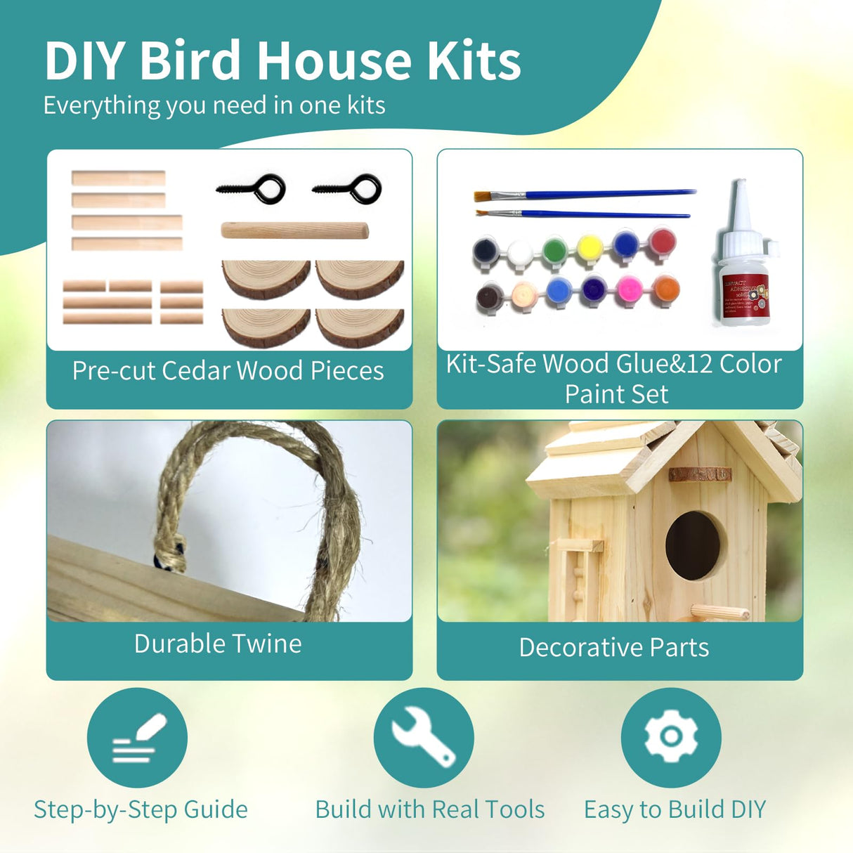 Wooden Bird House Kit,Birdhouse Kits for Adults to Build,Bird Houses for Outside,Woodworking Adult Crafts & DIY Bird House XDYGHH