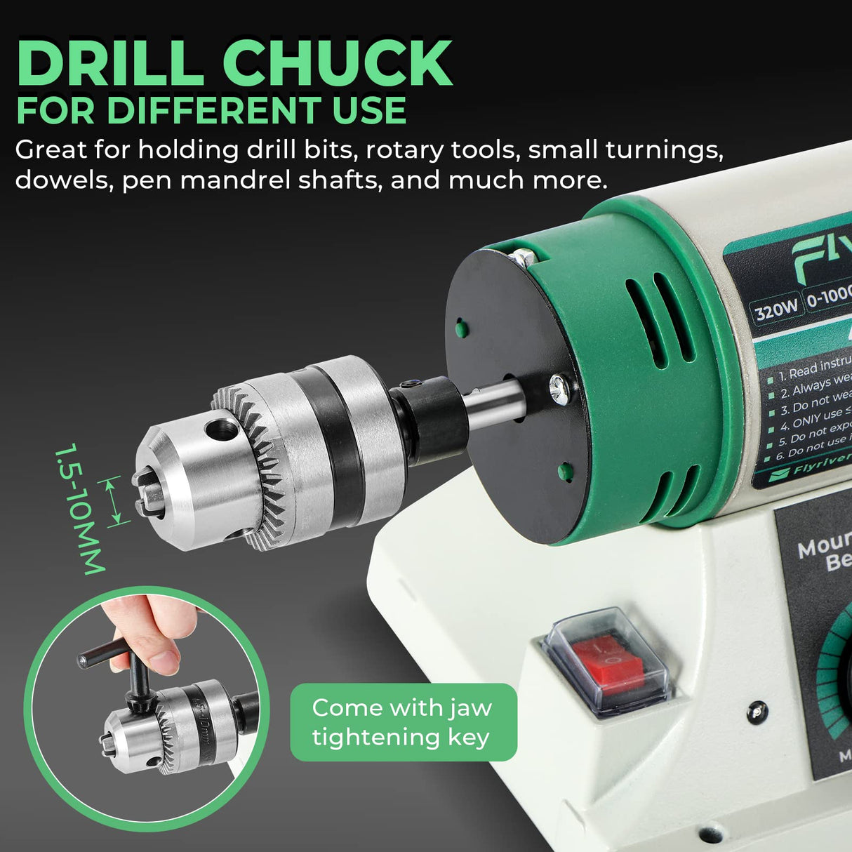 Flyrivergo Bench Buffer Polisher with Accessories Adjustable Variable Speed Multi-Function Bench Lathe Grinder Polishing Machine Tool Kit for Jewelry, Wood, Silver, Amber, Metal, Jade DIY Flyrivergo