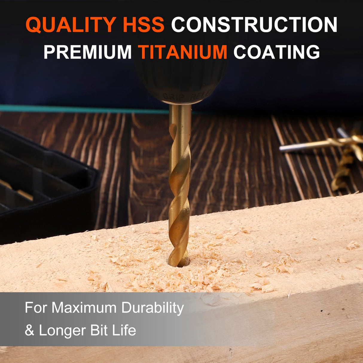 COMOWARE 230 Pcs Drill Bit Set for Wood & Metal - Titanium Wood Drill Bits, High Speed Steel Drill Bit Kit Titanium Coated for Wood, Metal, Plastic, Aluminum Alloy with Storage Case, 3/64"-1/2" COMOWARE