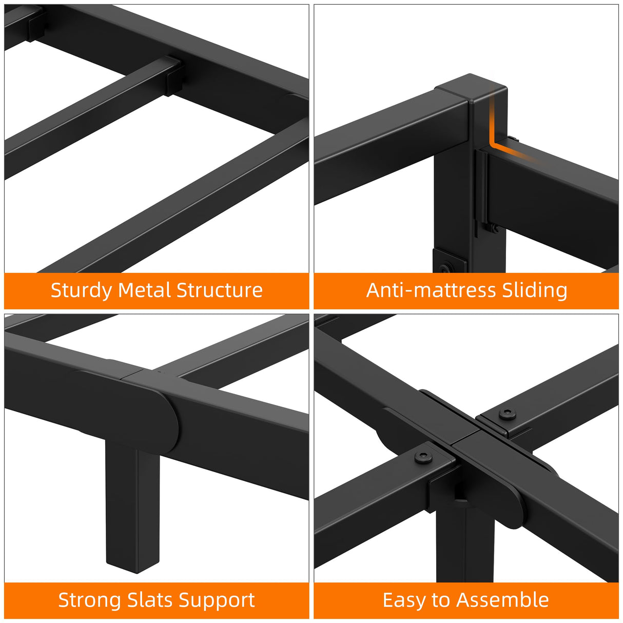 GAOMON 6 Inch Twin Size Metal Platform Bed Frame with Steel Slat Support, Mattress Foundation and No Box Spring Needed, Easy Assembly, Black (Twin) GAOMON