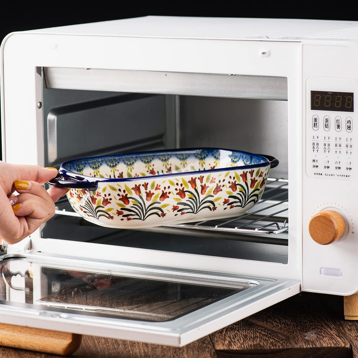 ONECCI Ceramic Rectangular Baking Dishes - 2pc Blue Casserole Set for Oven, Lasagna Pans ONECCI
